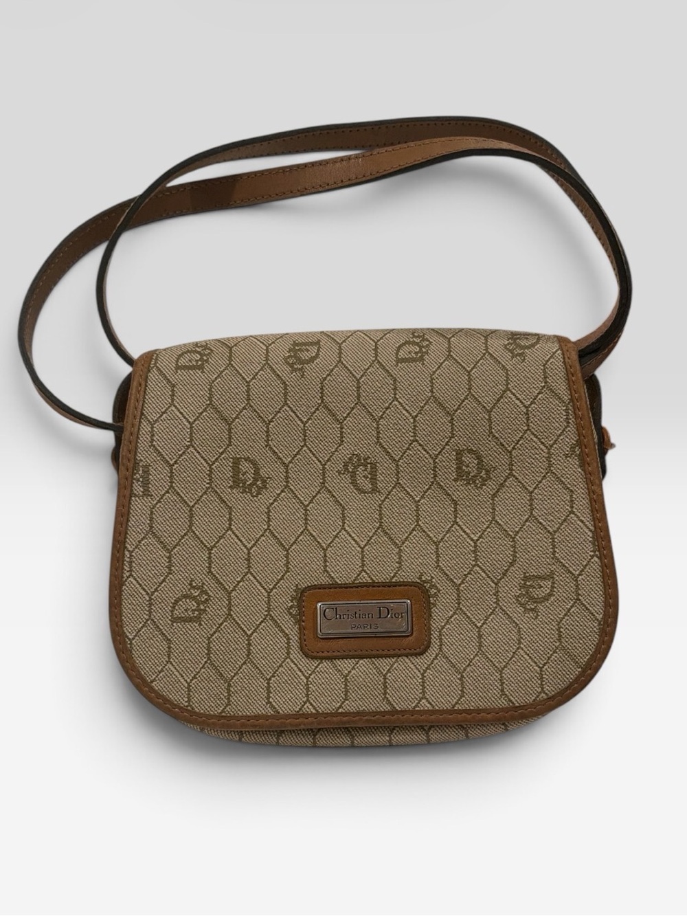 Christian Dior honeycomb Beige Monogram Crossbody Bag